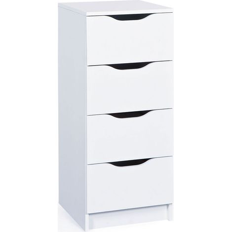 Commode 4 tiroirs 40x40x92 cm blanc - BRUCE