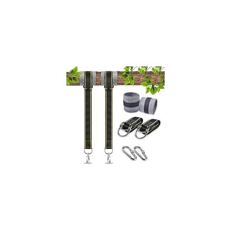Fixation Hamac Sangle Balancoire Fixation pour Fauteuil Suspendu Corde Balancoire Exterieur Accessoire Mousquetons de Sécurité Balancoire Sangle Balancoire Arbre pour Hamac Balancoire (2x1.5m) (1/5)