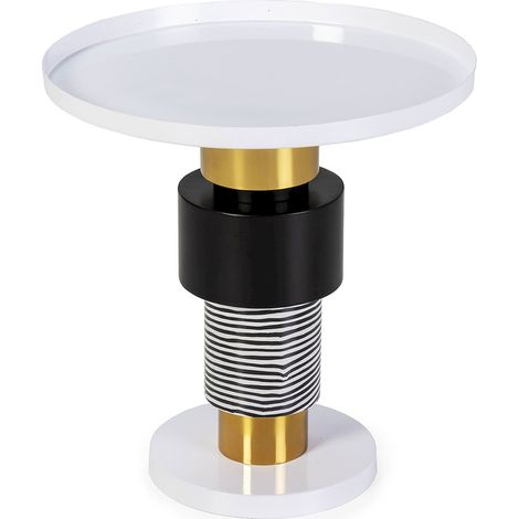 Table d'appoint métal blanc noir doré style moderne chic - Blanc noir doré (1/3)