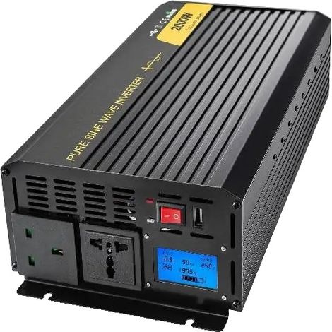 Onduleur, 2000 Watts, Entrée DC12V, 4000 Watts de Puissance de Crête, Taille Compacte, Sorties de Tension Multiples (1/5)