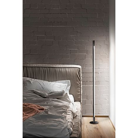 Lampadaire LED Moderne en Métal Noir, Lampe de Terre Dimmable avec Diffuseur en Acrylique Satiné, 22W 3000K, Hauteur 140 cm - Marque Perenz