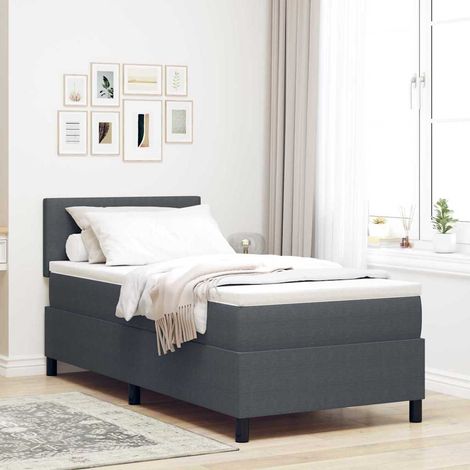 LED Boxspringbett Dunkelgrau und Weiß 80 x 200 cm Cordstoff