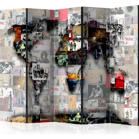 Paravento - Room divider – World map – Banksy - 225x172 (1/4)