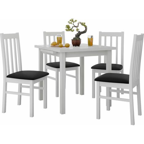 Conjunto de mesas y sillas para comedor Victorville 263, Blanco, 76x80x80cm, Diámetro: 0, Número de asientos: 4, Estilo: Contemporary