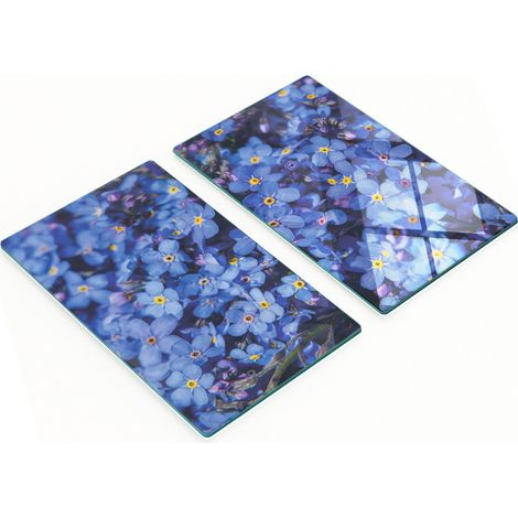 Tablas decorativas de cristal para cortar y servir, dise帽o de nomeolvides, 2x30x52 cm.
