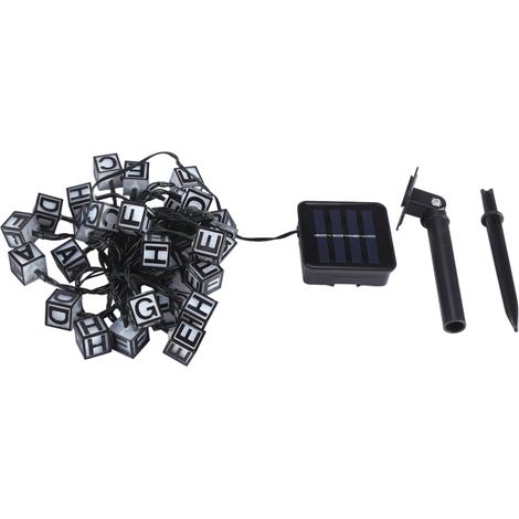 Guirlande Lumineuse Solaire En Forme De Lettre - 30 Led Blanc Chaud - Pour Jardin Cour Extérieur - 1 Pièce (1/5)