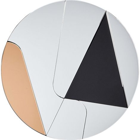 Specchio decorativo da parete rotondo senza cornice in vetro colorato astratto ø 80 cm Oro e nero Trouville