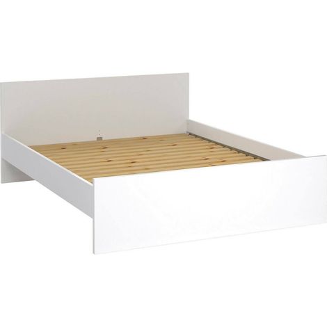 Dmora - Doppelbett Floria, Struktur des Lagerbetts, Sommier mit Abdeckung, Bettrahmen aus Stoff, 207x166 h80 cm, Weiß