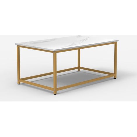 Couchtisch zeitgenössisch 100x60x45cm mit Marmoreffekt Corniola - Gold