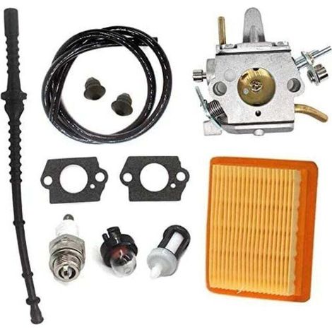 Carburador con filtro de aire y conducto de combustible para amoladoras Stihl FS400, FS450, FS480, SP400 y SP450. Reemplazar en Zama C1Q-S34H, 4128 120 0651 y 4134 141 0300.