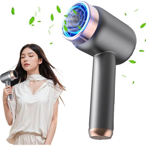 Secador de pelo inalámbrico y recargable con 3 ajustes de temperatura y 2 velocidades de viento, ideal para usar en casa o de viaje, silencioso y eficiente. (1/5)