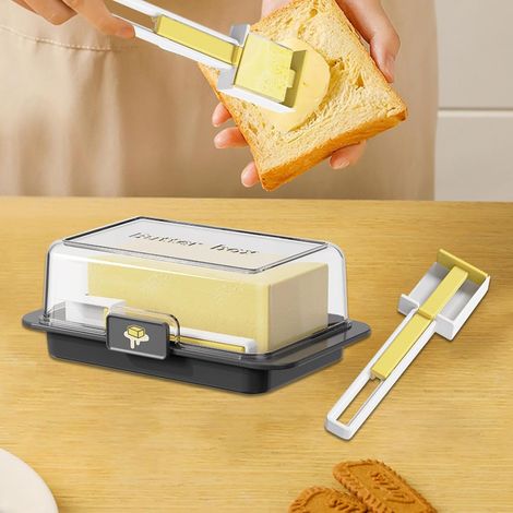 Beurrier hermétique avec couvercle - distributeur de beurre avec fonction tartinable, porte-fromage incassable facile à doser, rangement multifonctionnel pour le beurre dans la cuisine (1/4)