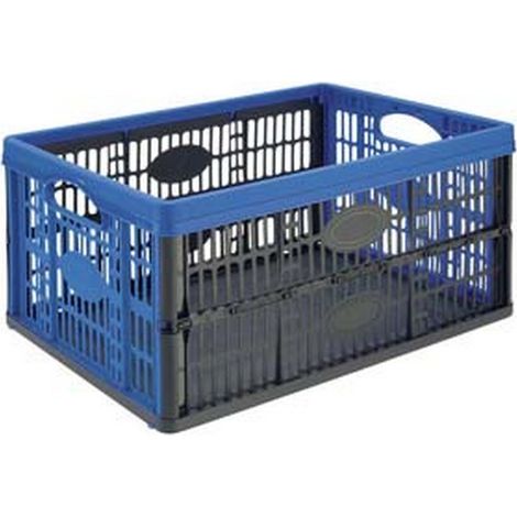 1PZ CESTO PIEGHEVOLE VOILA' COLORE NERO/AZZURRO - cm.47,5x35x4,3-23,6h. lt.32