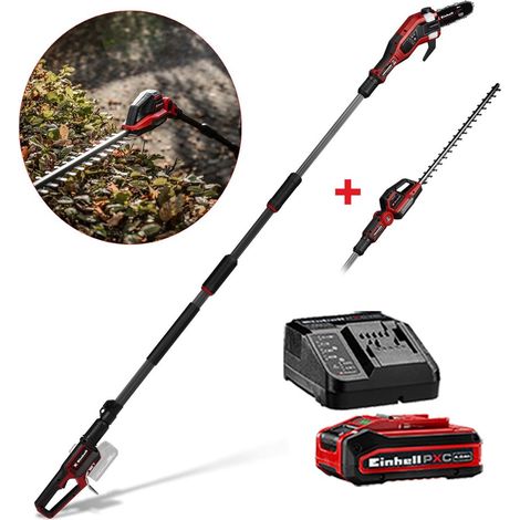 Einhell Professional 18v Cordless Hedge Trimmer + Pole Pruner GP-HC + 4AH Kit