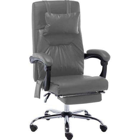vidaXL Silla de oficina de masaje de cuero sintético gris antracita (1/5)