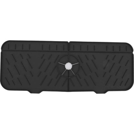 Tapis de Lavabo en Silicone Réutilisable Absorbant pour Cuisine Salle de Bain Noir (1/5)