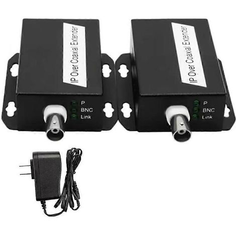 Kit d'extension réseau Ethernet IP 1 paire sur câble coaxial HD EoC, rallonge de transmission coaxiale, prise américaine (1/5)
