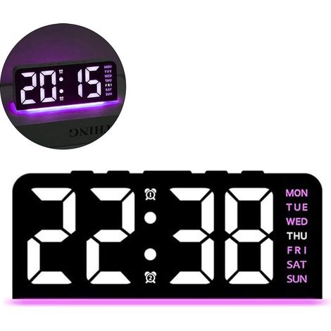Reloj despertador LED multifuncional: luz nocturna que cambia de color, formato de 12/24 horas, fecha, temperatura, alarma. (1/5)