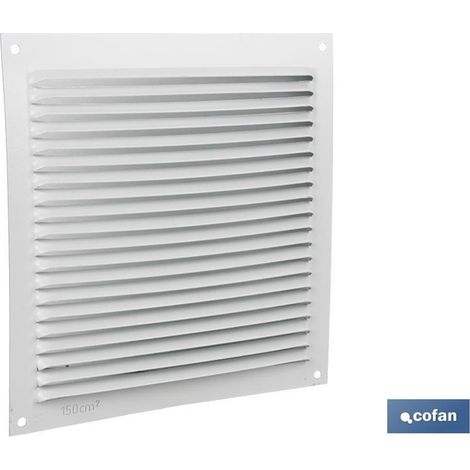 Grille de ventilation en aluminium blanc 17 x 17 cm, 0,6 mm d'épaisseur, laquée.
