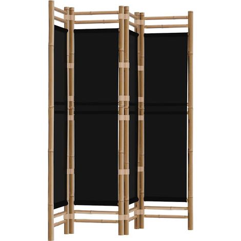 Paravent Cloison de séparation pliante 4 panneaux, Pour Jardin, Balcon, Terrasse 160 cm Bambou et toile OIB2854E (1/5)
