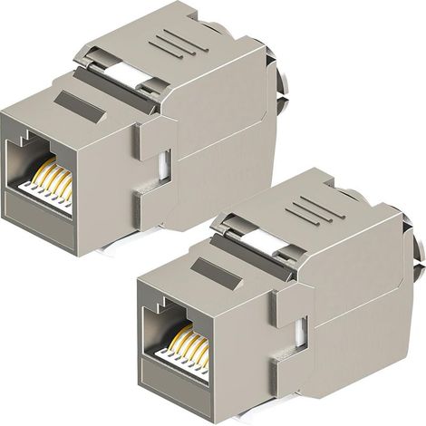 Deux modules de câble femelles Keystone RJ45 CAT 7, compatibles avec les normes CAT7, CAT6, CAT6a, LAN 10 Gbit/s, 1000 MHz, AWG 22 24 (1/5)
