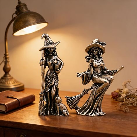 Ensemble de 2 mini sculptures de sorcière élégantes, idéal pour la décoration du jardin et de la maison. (1/4)