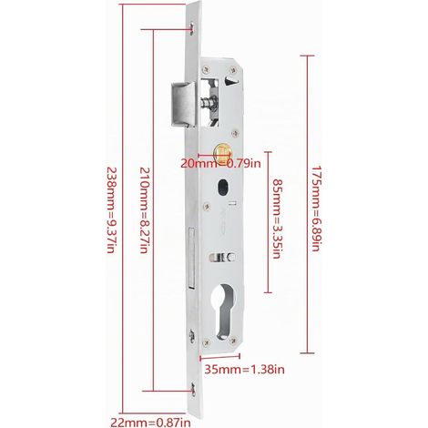 Serrure à Encastrer en Acier Inoxydable 85x20 mm, Serrure de Portail de Jardin – Entraxe 85 mm, Axe 20 mm, Réversible Gauche/Droite – Porte en Métal (1/2)