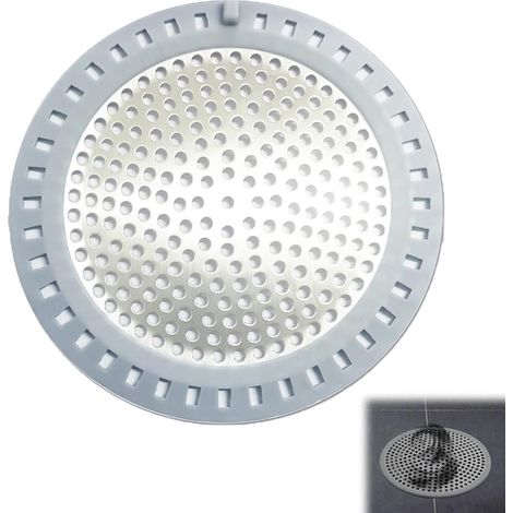 1 pack en acier inoxydable avec siphon de sol en silicone, couvercle de filtre à cheveux, anti-colmatage, filtre de vidange de baignoire, diamètre 12cm (1/5)