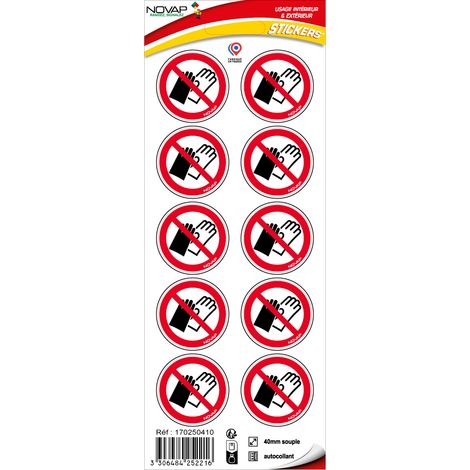 Planche 10 Pictogrammes Ø 40mm - Interdit de porter des gants - 4252216 (1/2)