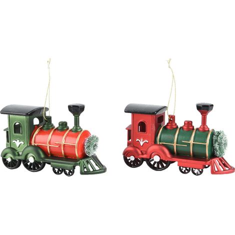 Trenino Rosso decorazione natalizia appendibile modello assortito H7.5cm