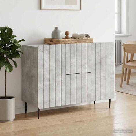 vidaXL Buffet Gris béton 89 x 34,5 x 62 cm Bois d'ingénierie (1/5)