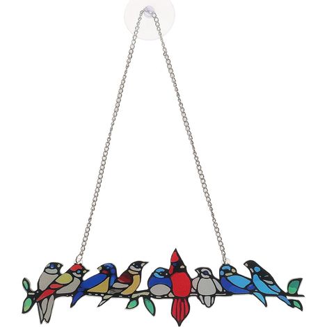Ornement Suspendu en Acrylique Coloré d'oiseaux, Décoration de Fenêtre Décorative Finition Soignée pour Rebord de Fenêtre ou Jardin (1/5)