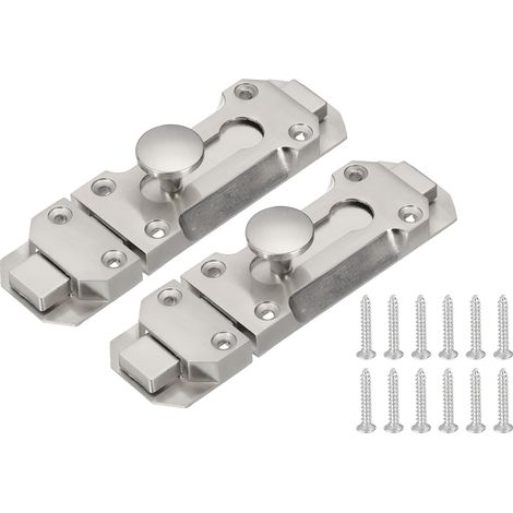 Lot De 2 Verrou À Coulisse 5 Pouces Verrou De Porte Solide Argenté (1/5)