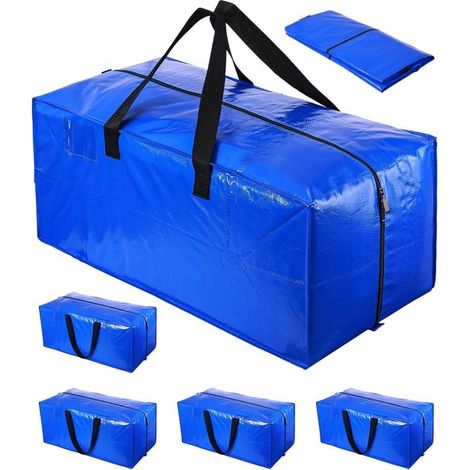 Bolsa de almacenamiento grande y resistente con cremalleras，Bolsas de mudanza impermeables de 100 l，color azul (1/5)