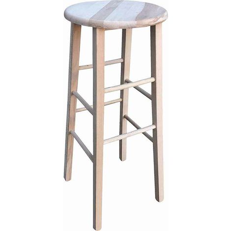 Holzhocker mit runder Sitzhöhe, 80 cm hoch, zum Bemalen, gerade Füße (1/5)