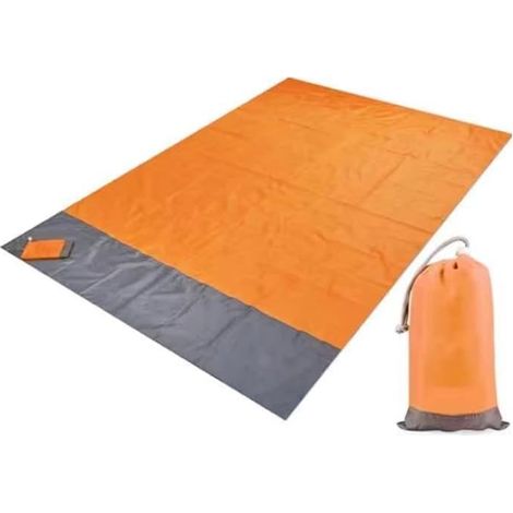 Beach Blanket Mat  Extra Large 210 x 200cm Water Resistant Sand Proof Picnic Blanket with 4 Stakes for 4-6 Adults  Summer Essentials Outdoor Blanket for Travel Camping Hiking Picnic (Orange) (1/5)
