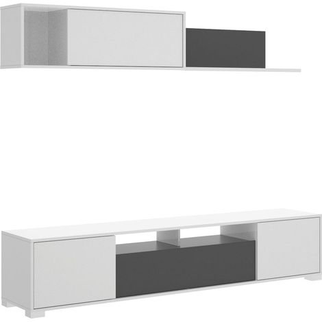 KEN Salon TV con puertas estante blanco grafito (1/3)