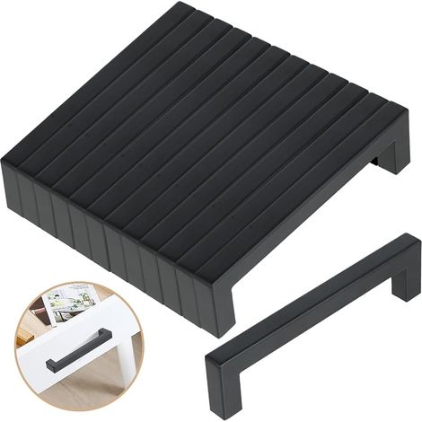 12-teiliges Küchenschrankgriff-Set – Küchentürgriffe – Schrankgriffe – Moderne quadratische Griffe – 128 mm – Edelstahl – Schwarz (1/5)