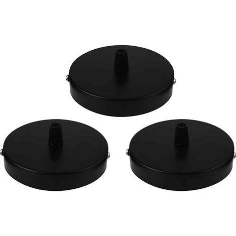 Plaque De Plafond - En Métal - Ø 80 X 28 Mm - Noir - Pour Lustres Et Appliques - Lot De 3 (1/5)