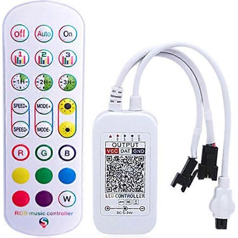 WS2812B Bluetooth-Controller für adressierbare LED-Streifen, 5050 RGB-LED-Band, 24-Tasten-Fernbedienung, Musik-Smart-Controller