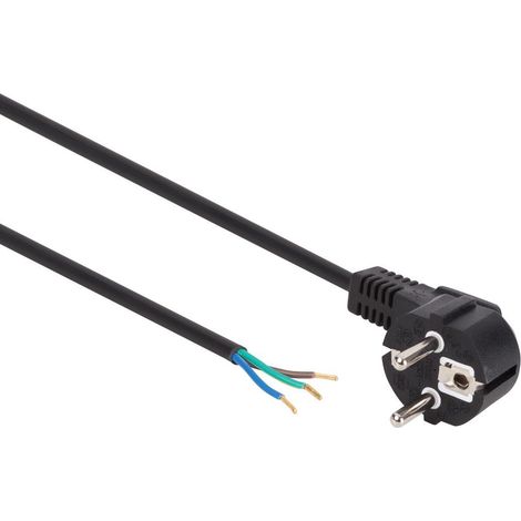 CABLE DE ALIMENTACIÓN - COLOR NEGRO - CEE 7/7 90° + CABLE, EXTREMO DESNUDO - 3 m - H05VV-F 3G0.75 mm² (1/2)