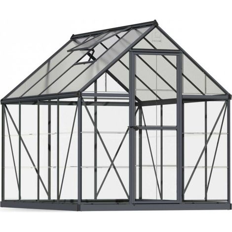 Greenhouse Hybrid 6 x 8 - Polycarbonate - L247 x W185 x H208 cm - Grey