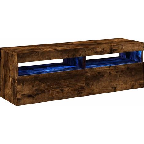 Mobile TV multimediale scaffale TV credenza TV sala da pranzo soggiorno camera da letto 2 pezzi con luci a LED rovere affumicato 60 x 35 x 40 cm marrone 020028577