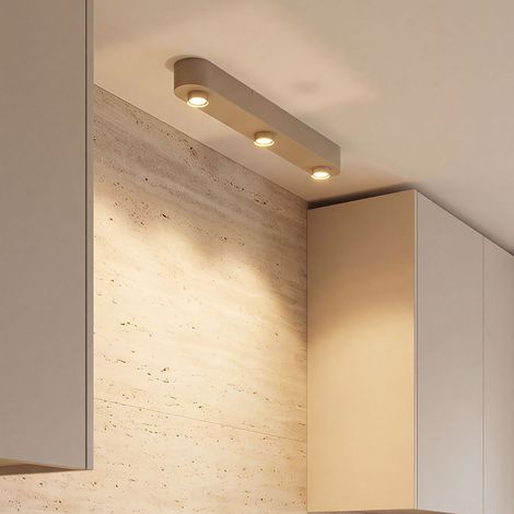 Plafonnier linéaire 3 lampes 75x8x9 cm en métal beige - KITGEN (1/3)