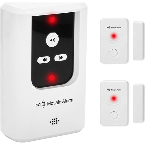 Carillon de Porte avec capteur d’Ouverture, Alarme d’entrée pour Maison, sécurité Enfants et Entreprise. 2 capteurs + 1 récepteur Portable Rechargeable, Volume réglable, 30+ sonneries. portée 150 m (1/5)