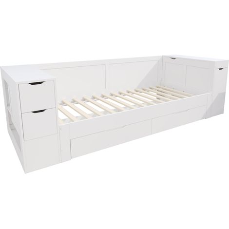 Kinderbett Daybed 90 x 200 cm mit Schubladen und Stauraum Weiß MDF (1/5)