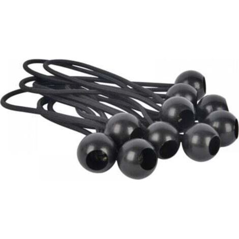 Attaches rapides pour bâches, 10 cordons noirs [200mm] pour ranger les fixations de tente en cordon à billes extensible (1/5)