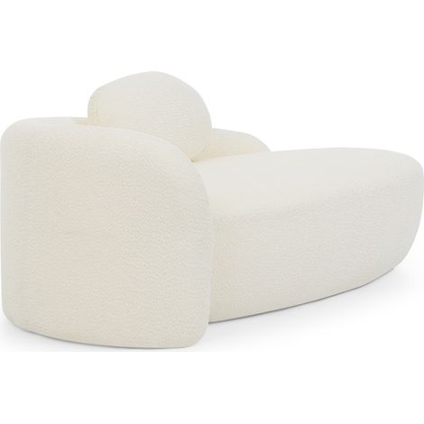 Gerades Sofa aus Teddystoff mit Kopfkissen Abgerundetes Design Beige (1/5)