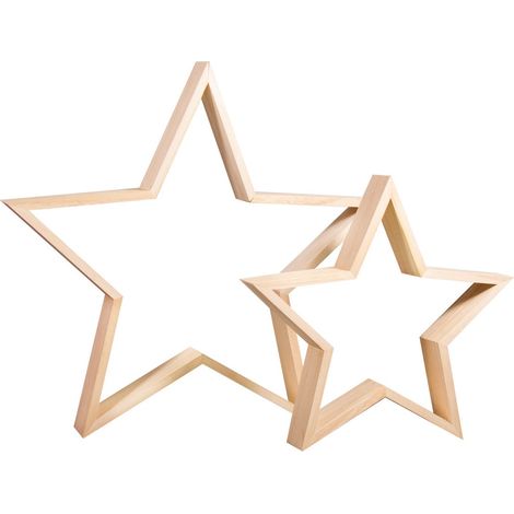 Rayher set cornici in legno, stelle, legno naturale certificato FSC, 35+24,5cm ø, spessore 4cm, 2 pezzi, 62829000 (1/4)
