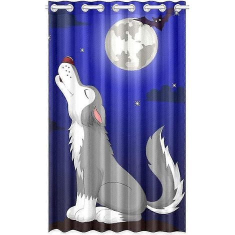 Rideau occultant thermique isolant motif loup mignon, rideau de cuisine 130 x 210 cm (1/5)